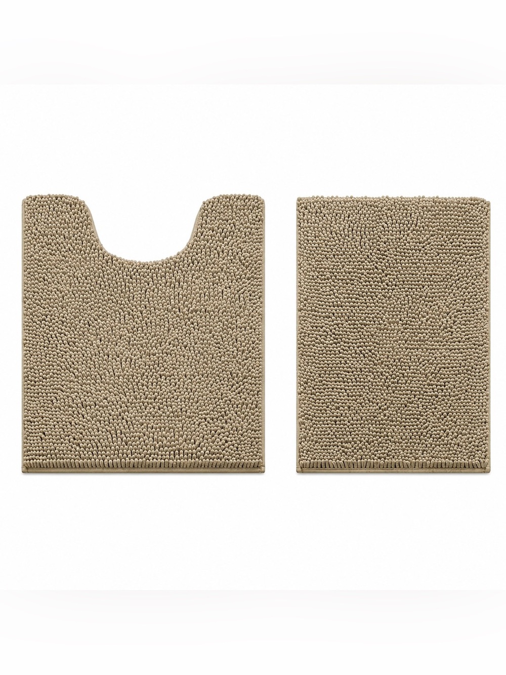 NEW - Taupe Brown Bathroom Rugs Set of 2, Non Slip Bath Mat